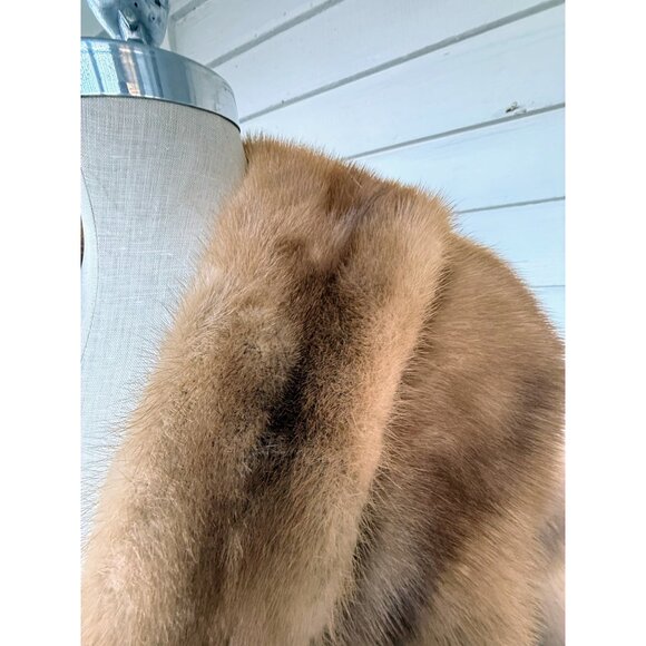 Vintage 50's Brown Mink Stole Capelet With front Pockets - Picture 9 of 16